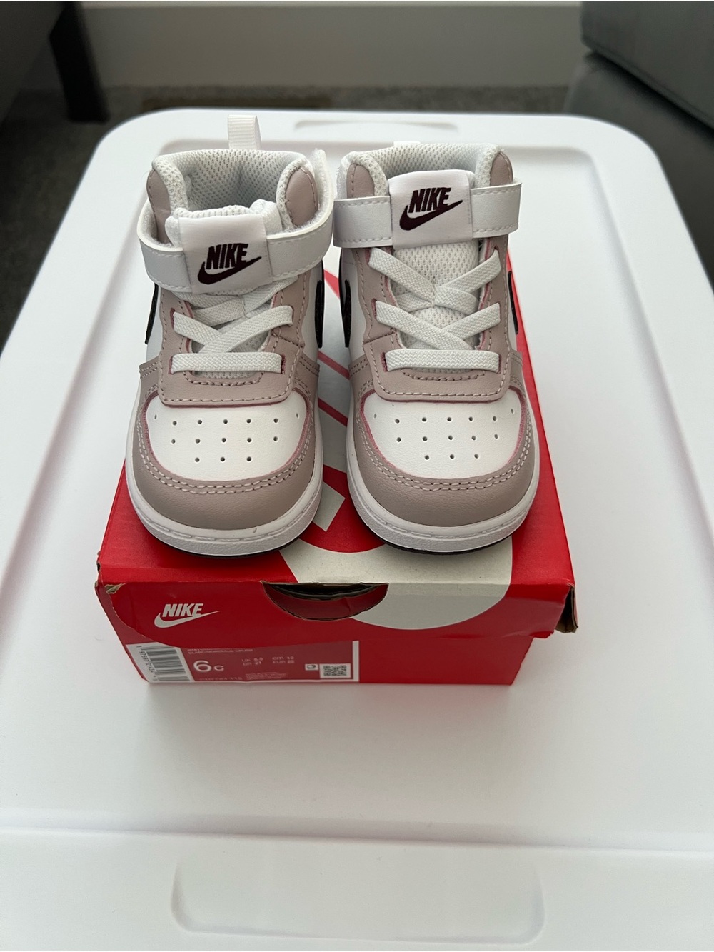 Nike Court Borough mid 2 White Burgundy Crush Sneakers 6c Toddler - Picture 3 of 8